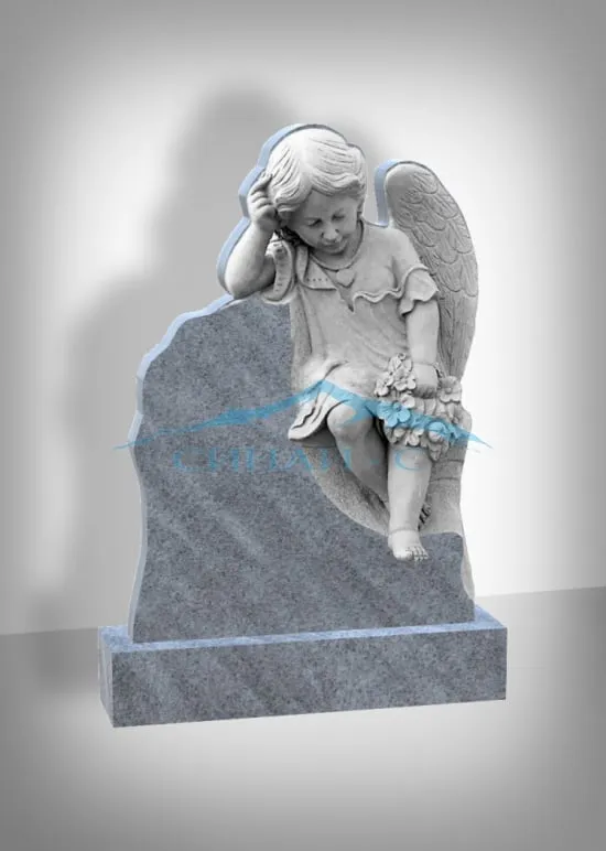 Мраморный памятник "Ангел с букетом"
