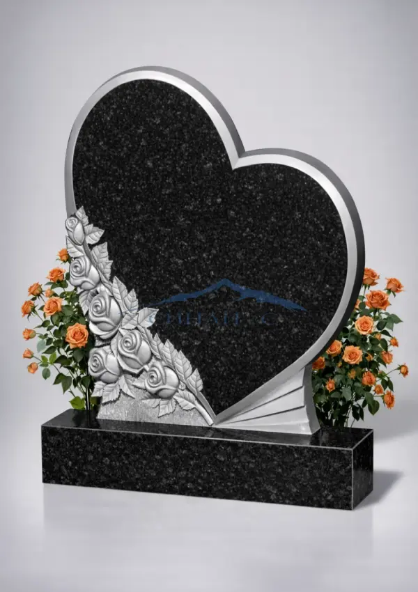 Гранитный памятник "Розы под сердцем"